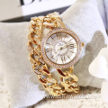 New hot-selling BS double chain rhinestone Roman ladies watch diamond-studded luxury fashion steel band watch 1329